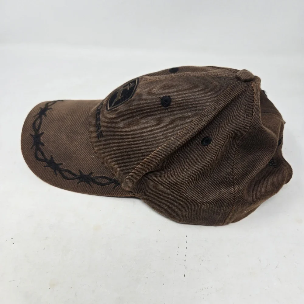 John Deere Country Hat Brown Barbed Wire Embroidered Adjustable Baseball Cap